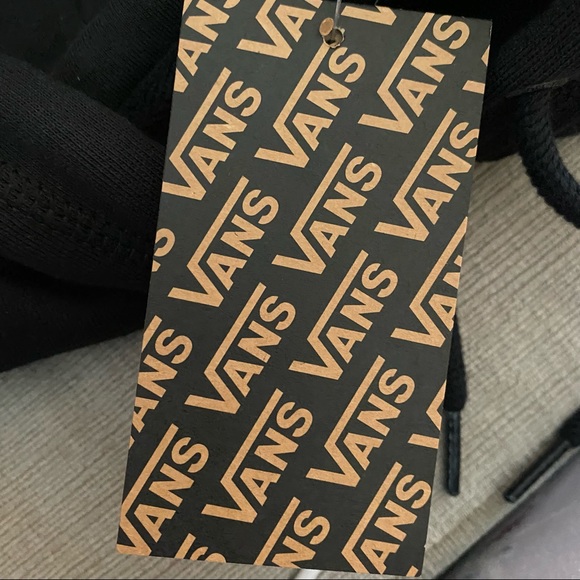 Vans Black Standard Versa Sweatshirt Hoodie With Checker Detail On 1 sleeve - Picture 7 of 8